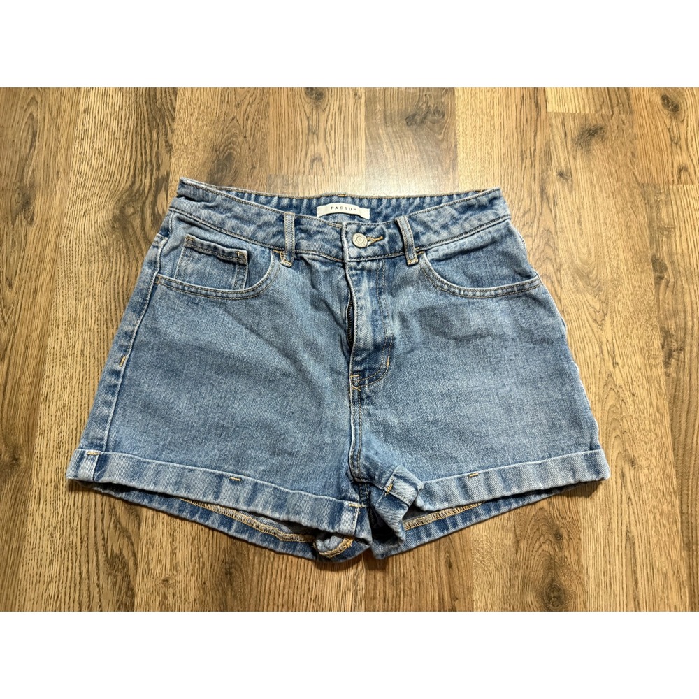 PacSun Short Womens Size 26 Blue Denim Shorts High Waisted Cuffed Casual